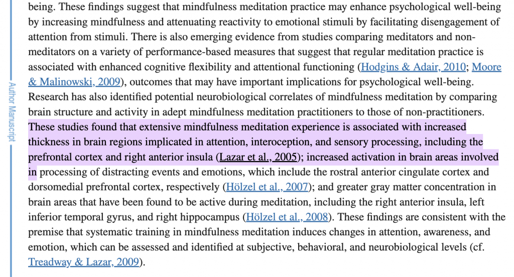 Mindfulness study excerpt